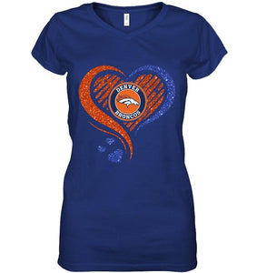 Denver Broncos heart glittering shirt