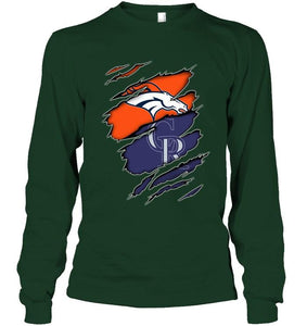 Denver Broncos and Colorado Rockies layer under ripped shirt