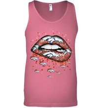 Load image into Gallery viewer, Denver Broncos heart glitter pattern lips shirt
