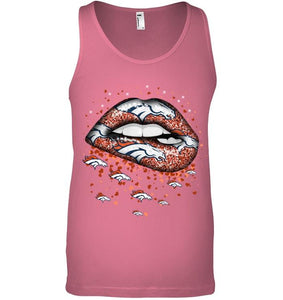 Denver Broncos heart glitter pattern lips shirt