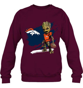 Denver Broncos angry baby groot ripped shirt