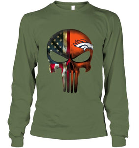 Denver Broncos skull american flag shirt