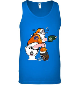 Santa Boise State Broncos in bathroom shirt