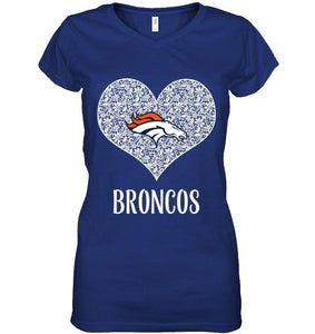 Denver Broncos heart floral pattern shirt