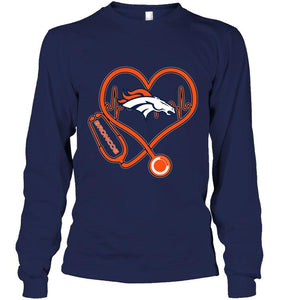 Denver Broncos nurse scope love heartbeat shirt