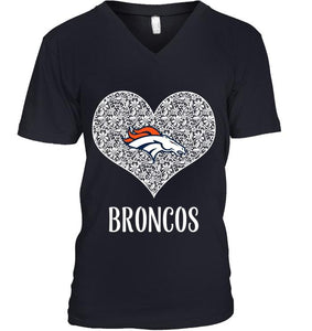 Denver Broncos heart floral pattern shirt