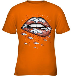 Denver Broncos heart glitter pattern lips shirt