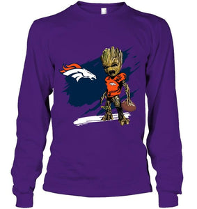 Denver Broncos angry baby groot ripped shirt