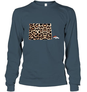 Denver Broncos panther pattern state map shirt