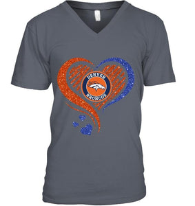 Denver Broncos heart glittering shirt