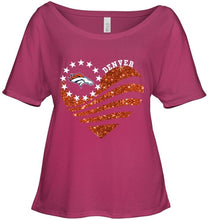 Load image into Gallery viewer, Denver Broncos glitter heart shirt
