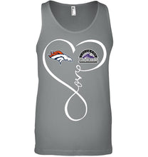 Load image into Gallery viewer, Denver Broncos Colorado Rockies love heart shirt
