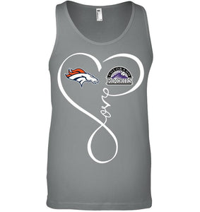 Denver Broncos Colorado Rockies love heart shirt