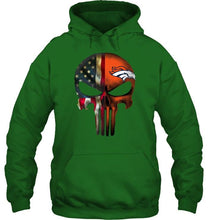 Load image into Gallery viewer, Denver Broncos skull american flag shirt
