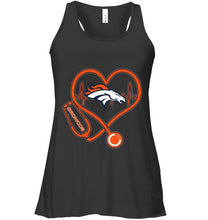 Load image into Gallery viewer, Denver Broncos nurse scope love heartbeat shirt
