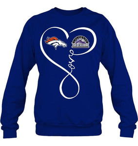 Denver Broncos Colorado Rockies love heart shirt