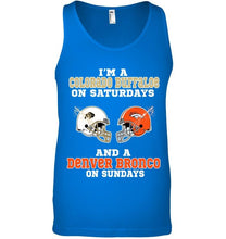 Load image into Gallery viewer, I&#39;m Colorado Buffaloe on saturdays and Denver Bronco on sundays shirt
