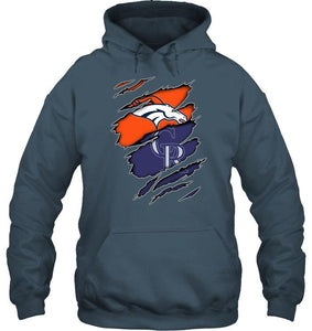 Denver Broncos and Colorado Rockies layer under ripped shirt