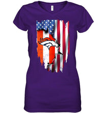 Load image into Gallery viewer, Denver Broncos flag ripped american flag shirt
