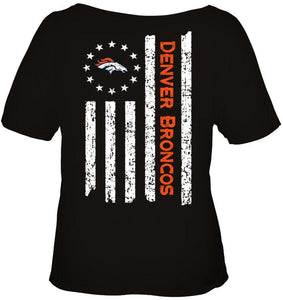 Denver Broncos star american flag on back shirt