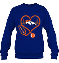 Load image into Gallery viewer, Denver Broncos nurse scope love heartbeat shirt

