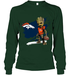 Denver Broncos angry baby groot ripped shirt