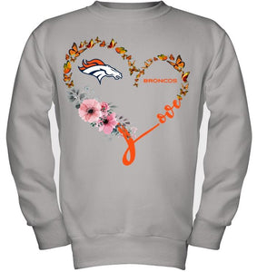 Denver Broncos butterfly heart shirt