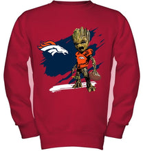 Load image into Gallery viewer, Denver Broncos angry baby groot ripped shirt

