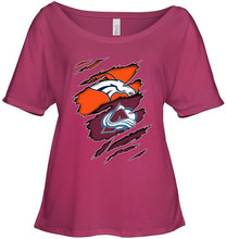 Load image into Gallery viewer, Denver Broncos and Colorado Avalanche layer under ripped shirt
