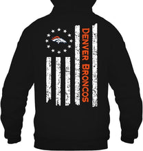 Load image into Gallery viewer, Denver Broncos star american flag on back shirt
