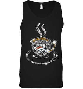 Denver Broncos coffee cup diamond glitter shirt