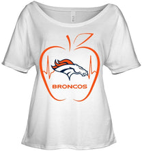 Load image into Gallery viewer, Denver Broncos heartbeat teacher apple shirt
