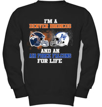 Load image into Gallery viewer, i'm a Denver Bronco and an Air Force Falcon for life shirt

