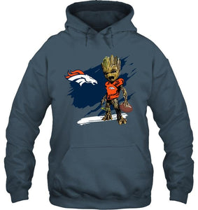 Denver Broncos angry baby groot ripped shirt