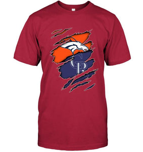 Denver Broncos and Colorado Rockies layer under ripped shirt