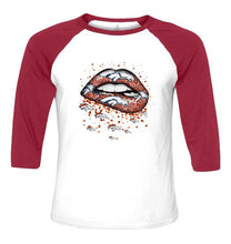 Load image into Gallery viewer, Denver Broncos heart glitter pattern lips shirt
