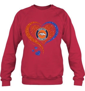 Denver Broncos heart glittering shirt