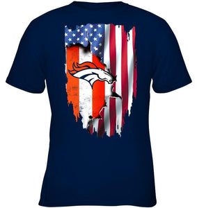 Denver Broncos flag ripped american flag shirt