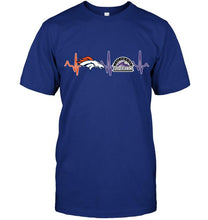 Load image into Gallery viewer, Denver Broncos Colorado Rockies heartbeat shirt
