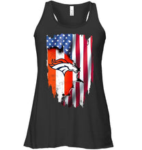 Load image into Gallery viewer, Denver Broncos flag ripped american flag shirt
