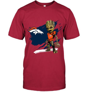 Denver Broncos angry baby groot ripped shirt
