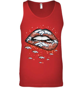 Denver Broncos heart glitter pattern lips shirt