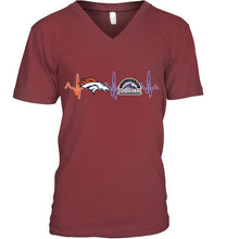 Load image into Gallery viewer, Denver Broncos Colorado Rockies heartbeat shirt
