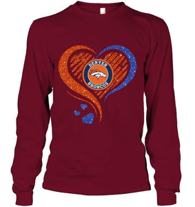 Denver Broncos heart glittering shirt