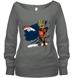 Denver Broncos angry baby groot ripped shirt