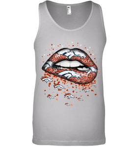 Denver Broncos heart glitter pattern lips shirt