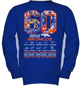 60 years of denver broncos signed shirt