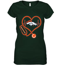 Load image into Gallery viewer, Denver Broncos nurse scope love heartbeat shirt
