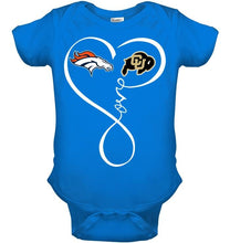 Load image into Gallery viewer, Denver Broncos Colorado Buffaloes love heart shirt
