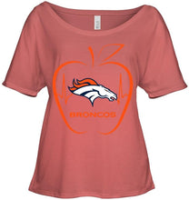 Load image into Gallery viewer, Denver Broncos heartbeat teacher apple shirt
